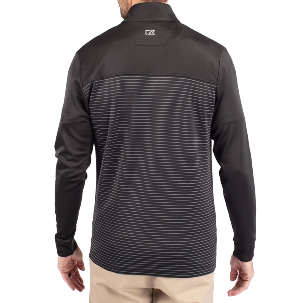  Colorado State Rams Cutter & Buck Traverse Stretch Eco Stripe DryTec Tri-Blend Quarter-Zip Pullover - Black